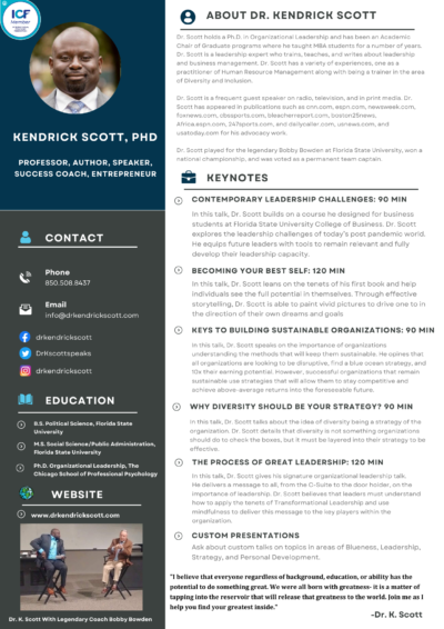 SPEAKER SHEET - Kendrick Scott, PhD